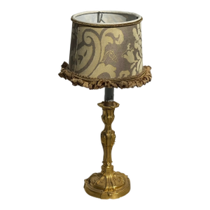 Mid 19th Century Signed French Louis XV Style Boudoir Lamp With Fortuny Shade
