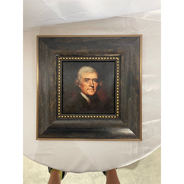 Hand-Textured Thomas Jefferson Portrait Print After Rembrandt Peale For Sale - Image 9 of 11
