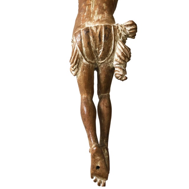 18th C Baroque Corpus Christi Sculpture / Christ Wooden Statue / Antique Carved Jesus For Sale - Image 9 of 13