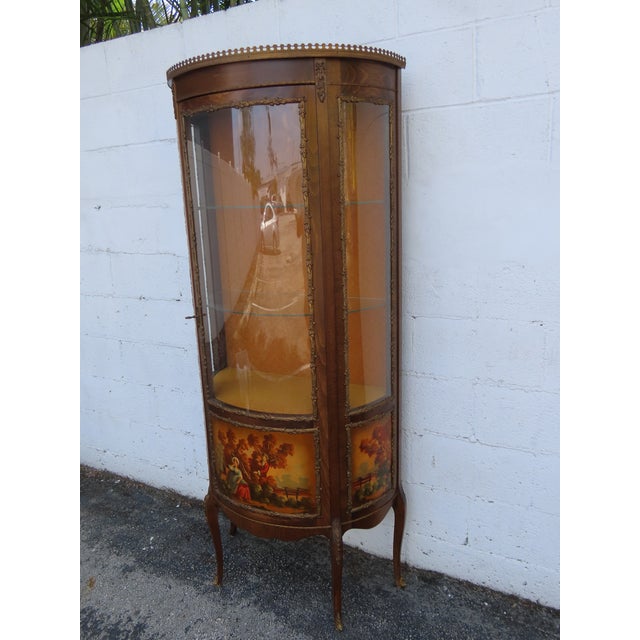 French Hand Painted Vitrine Display Curio Cabinet Cupboard 6344 For Sale - Image 15 of 18