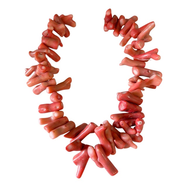Vintage Natural African Angel Skin Coral Branch Trade Beads Strand /Currency /Necklace 52 Pieces For Sale