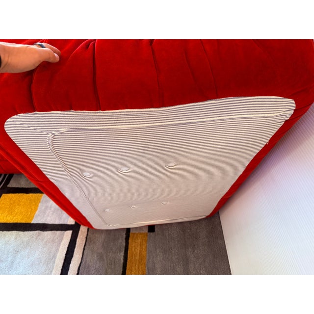 Michel Ducaroy for Ligne Roset Togo Armless Loveseat, Alcantara Goya Red For Sale - Image 9 of 12