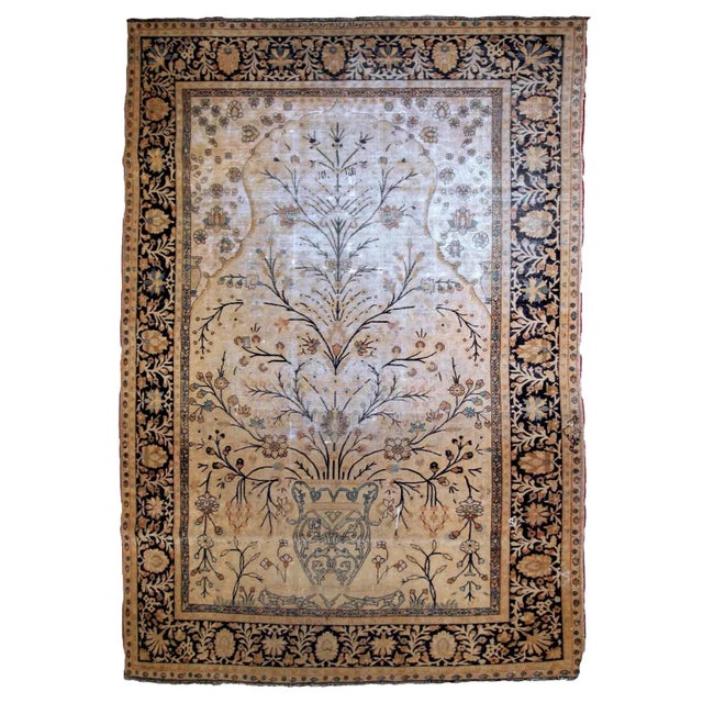 1880s Antique Handmade Prayer Indo-Moktasham Rug 4' X 6'2" For Sale - Image 10 of 10