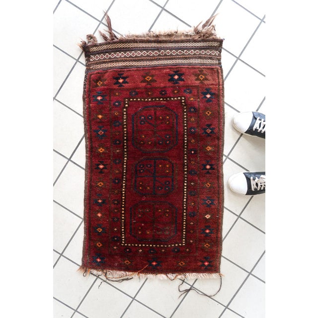 1950s, Handmade Vintage Afghan Baluch Rug 2' X 3.5' For Sale - Image 13 of 13