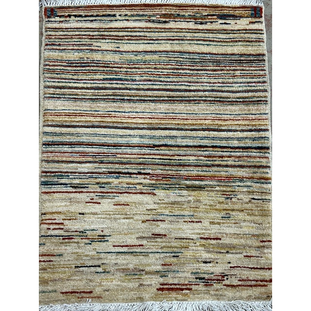 1980s Afghan Striped Gabbeh Wool Rug 2’2” X 2’10” For Sale - Image 5 of 6