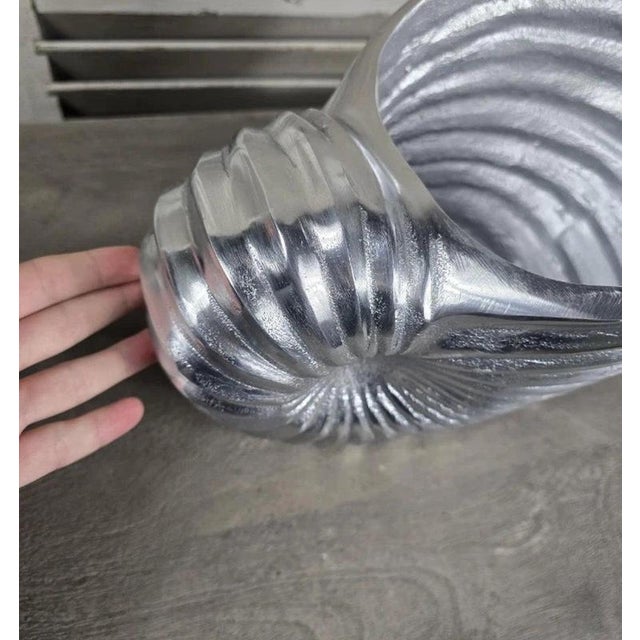 Metal Sculptural Nautilus Shell Polished Aluminium Champagne & Wine Cooler For Sale - Image 7 of 11