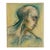 Vintage Mid Century Modern '90 Pastel Portrait Drawing Signed M. Costello, Framed Original Artwork.. For Sale