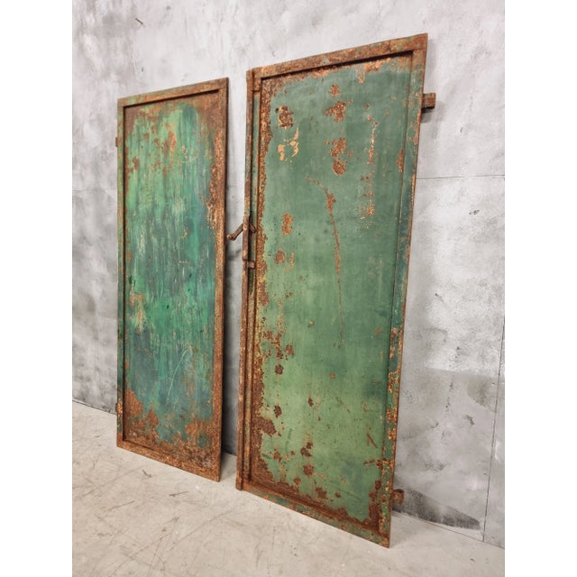 Antique Iron Doors in Green, 1890s, Set of 2 For Sale - Image 13 of 13