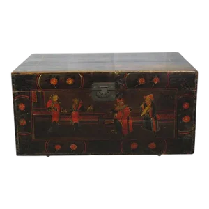 Black 29" Inch Long Antique Accent Trunk Table