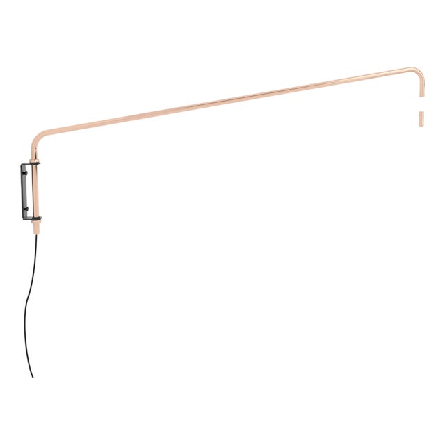 Signal Arm Sconce - Long / White & Copper, Plug In, Modern, Minimal, Led Wall Light For Sale