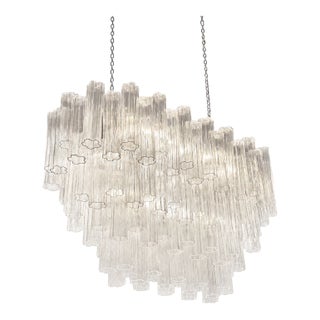 Contemporary Elegant Clear "Tronchi" Murano Glass Chandelier in Venini Style For Sale