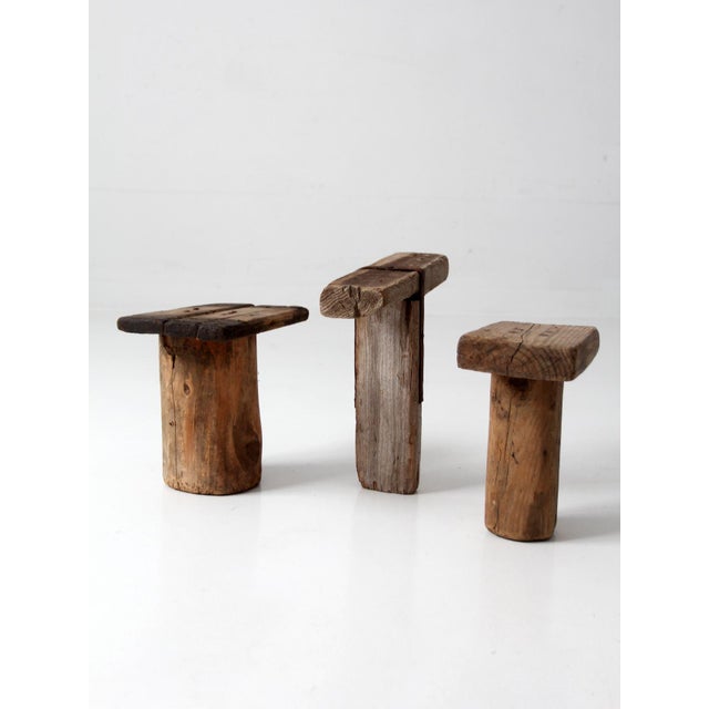 Antique Primitive Milking Stools Collection Set of 3 For Sale - Image 11 of 18