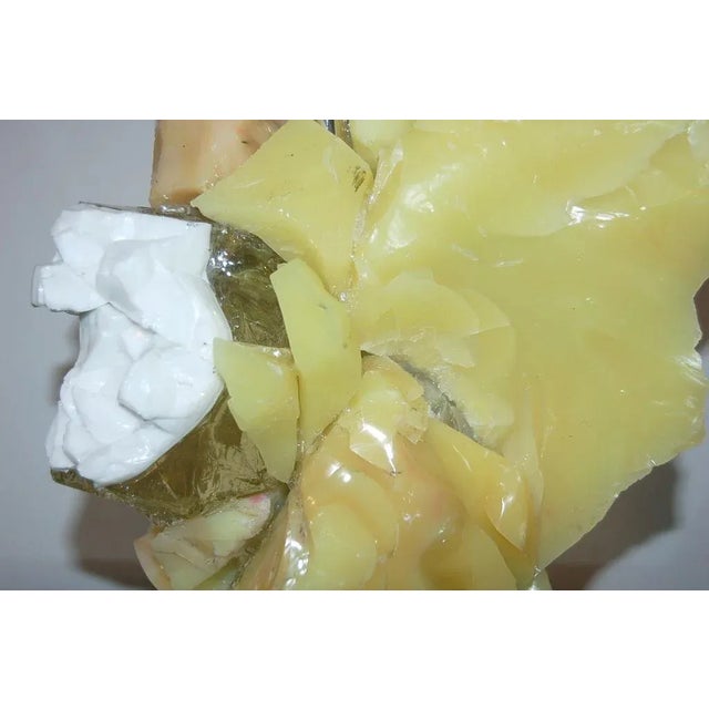 Metal Glass Rock Lamp Sculptures in Yellow & Orange For Sale - Image 7 of 10