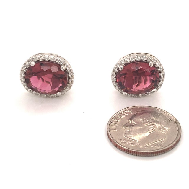 Natural Finely Faceted Quality Tourmaline Diamond Stud Earrings 14k WG 5.85 TCW Certified $6,950 121150 This fine piece of...