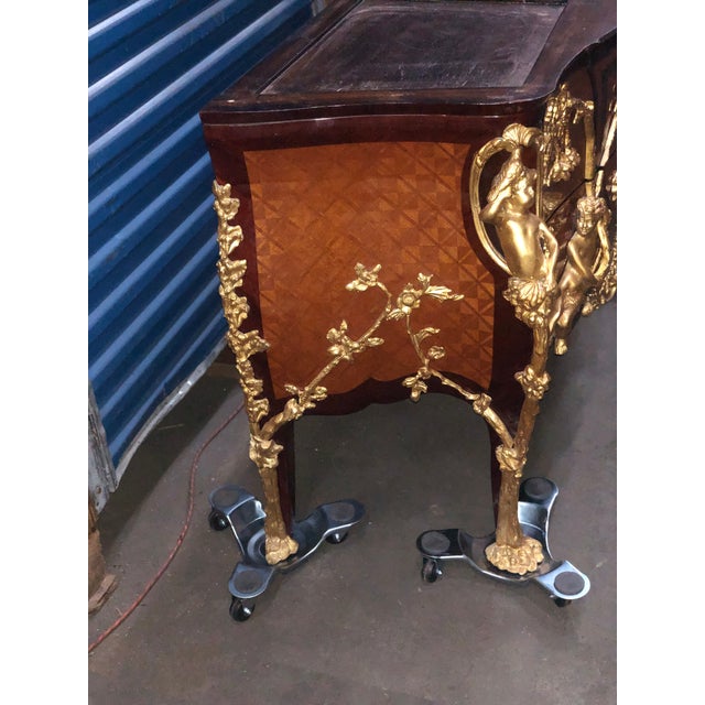 1960s Louis XV Style Gilt-Bronze Mounted Parquetry Commode For Sale - Image 5 of 14