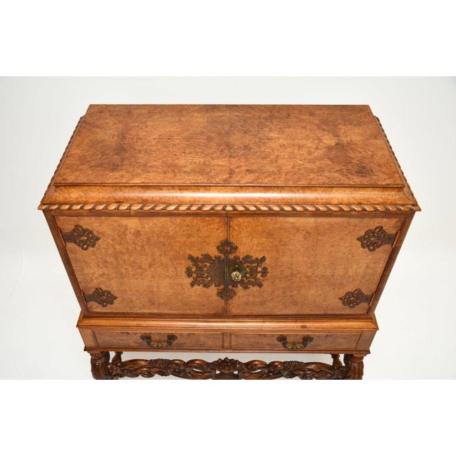 Brown Antique Burr Walnut Cocktail Cabinet, 1920s For Sale - Image 8 of 13