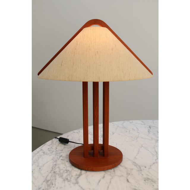 Danish Modern Teak Table Lamp from Domus, 1970s, in Very Good conditions. Designed 1970 to 1979 This piece has an...
