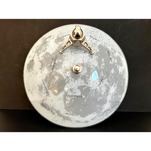 Mid-Century Modern 1960s Space Age Moon & Lander Flush Light For Sale - Image 3 of 18