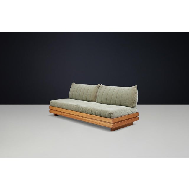 Vintage Lounge Chair and Two-Seater Sofas in Elm and Olive Green Upholstery from Maison Regain, 1970s, Set of 3 For Sale - Image 6 of 18