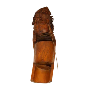 Vintage Chinese Hand Carved Bamboo Fish Man Sculpture