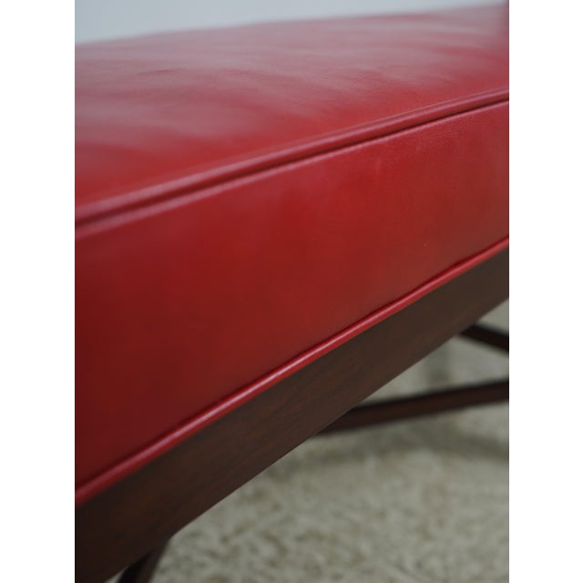 Baker Mahogany Leather Chippendale Window Bench For Sale - Image 11 of 17