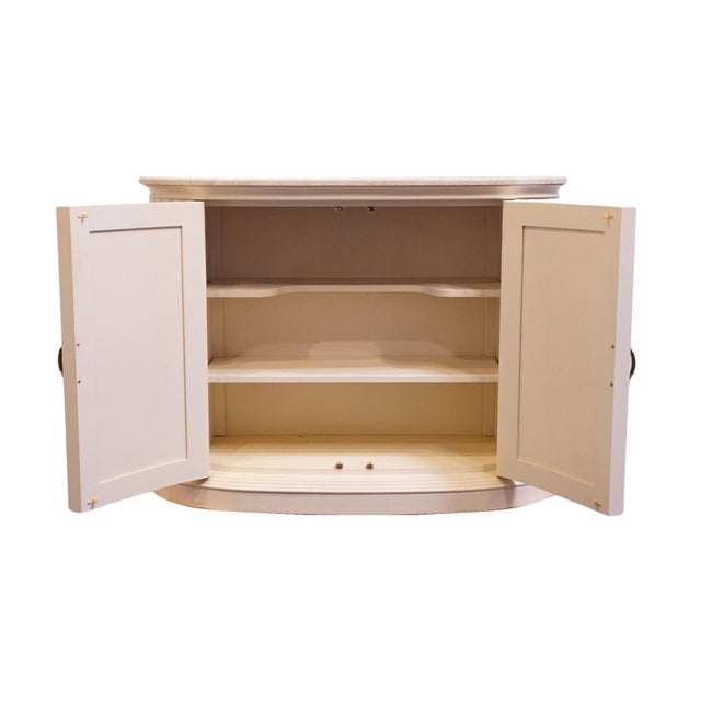 Late 20th Century Century Furniture Coastal Contemporary Style 46" White Oval Console / Server Buffet W. White Granite Top For Sale - Image 5 of 11