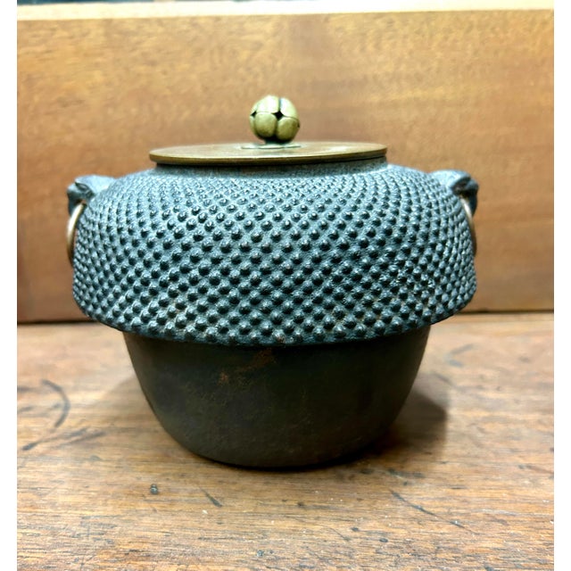 Late 19th Century Late 19th Century Antique Japanese Cast Iron Tea Pots on Cast Iron Hibachi Stand For Sale - Image 5 of 12