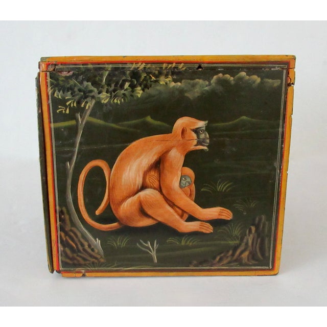 Vintage Anglo-Indian Hand-Painted & Crafted Wood and Brass Apothecary and/or Storage Box For Sale - Image 15 of 18