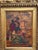 A striking Old World devotional icon depicting Saint George slaying the dragon, hand-painted on a substantial, thick piece...
