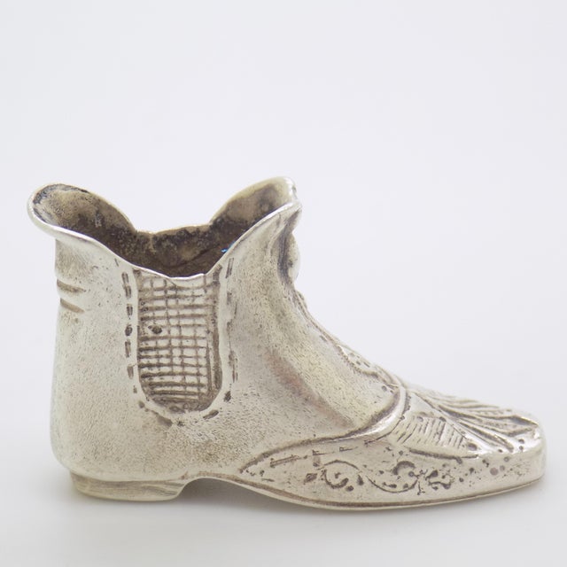 Vintage Italian Handmade Genuine Silver Renaissance Shoe Dollhouse Miniature For Sale - Image 6 of 10