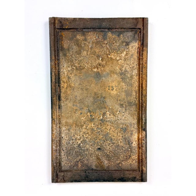 Metal Antique Renaissance Revival Mascaron Grotesque Cast Iron Fireback For Sale - Image 7 of 10