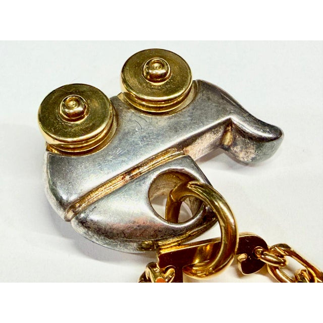 Mid-Century Silver- and Gold-Plated Baby Carriage Artist Pendant Jewelry in the style of Cartier, 1960s For Sale - Image 4 of 13