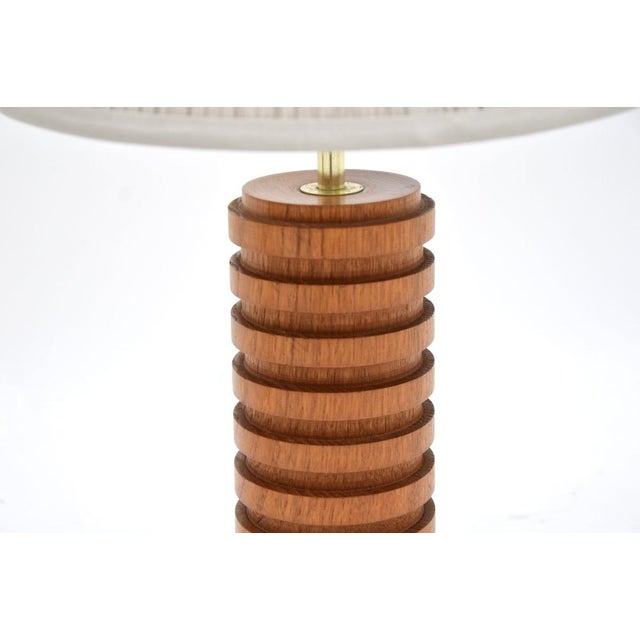 Wood Vintage Teak and Brass Table Lamps, 1960, Set of 2 For Sale - Image 7 of 8