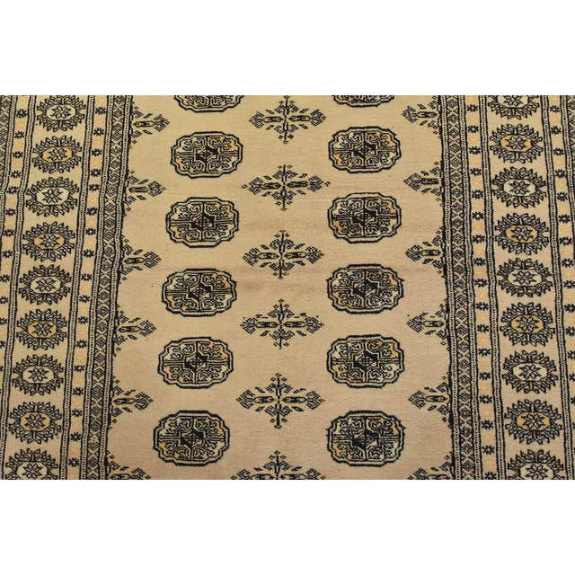 2020s Bokhara Rug 4′ X 6’3” Beige Wool Tribal Hand-Knotted Oriental Carpet For Sale - Image 5 of 11