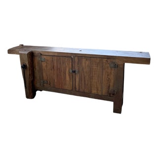 Large Antique Oak Workbench, 1900s For Sale