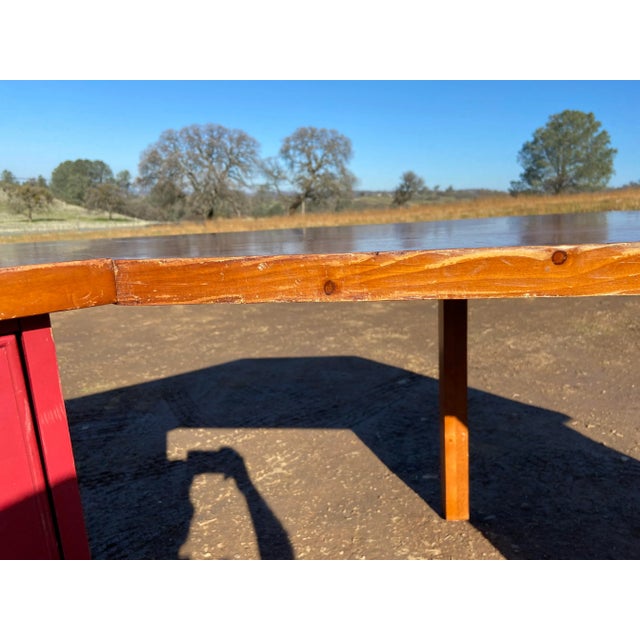 Pottery barn farmhouse rustic distressed wood desk and chair. Top needs restoration some scuffs and marks on the finish...
