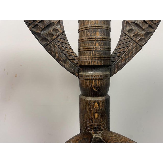 Ethiopian Gurage Chieftains Chair in Hand-Carved Hardwood, 1930s For Sale - Image 4 of 18