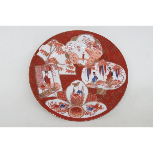 Hand Painted Porcelain Plates Set of 3 Made in Japan Geisha Floral Motif 4945b For Sale - Image 4 of 11