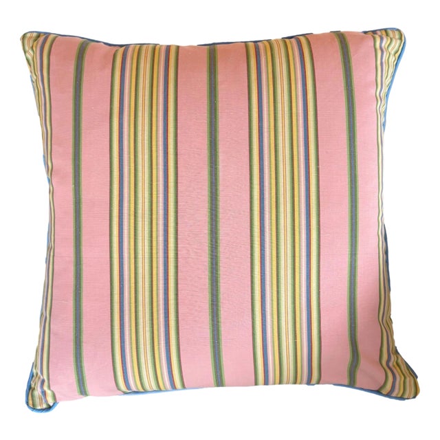 Pink Parlor Stripe Throw Pillow Cover For Sale