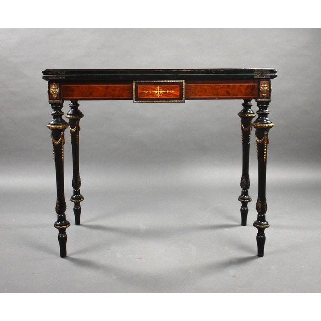 Victorian Burr Walnut Inlaid Card Table, 1860s For Sale - Image 11 of 16