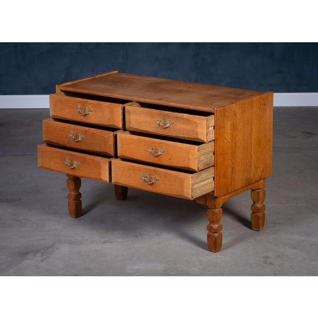 Brutalist Oak Chest of Drawers by Henning Kjærnulf, 1970s For Sale - Image 4 of 8