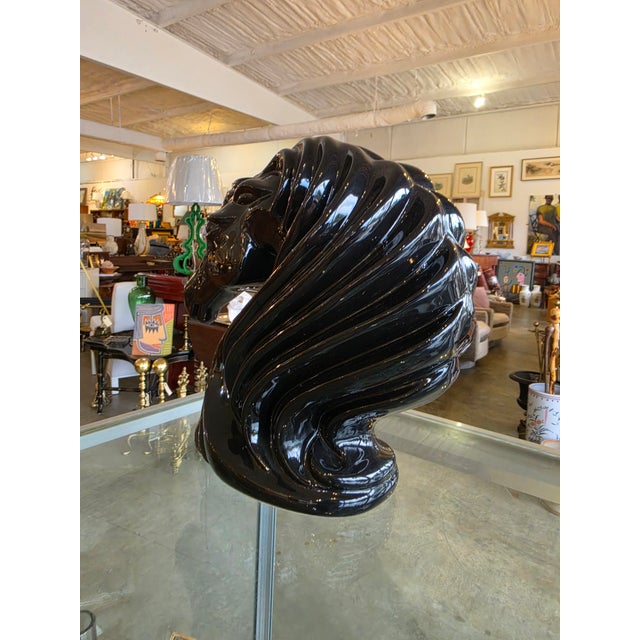 Black 1970s Ceramic Horse Head For Sale - Image 8 of 16