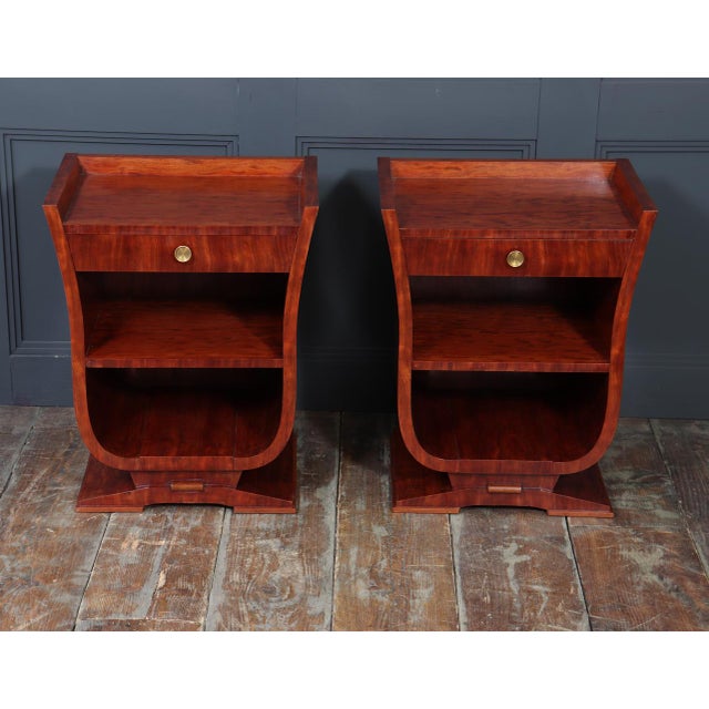 1920s Art Deco French Tulip-Form Bedside Cabinets in Bubinga, 1925, Set of 2 For Sale - Image 5 of 14