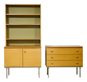 Modular Shelving and Sideboard in Oak, 1960s, Set of 3