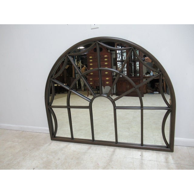 Wood Modern Marlock Fruitwood Arch Top Window Pane Handing Wall Mirror For Sale - Image 7 of 10