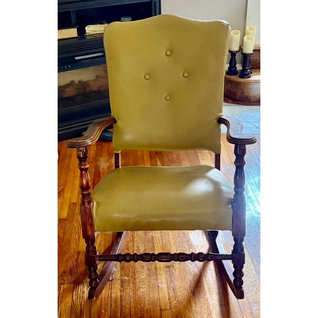 Mid-Century Modern Vintage Wooden Rocking Chair For Sale - Image 3 of 12