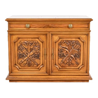 Karges French Regency Louis XVI Burled Walnut Sideboard Buffet or Bar Cabinet, Circa 1960s For Sale
