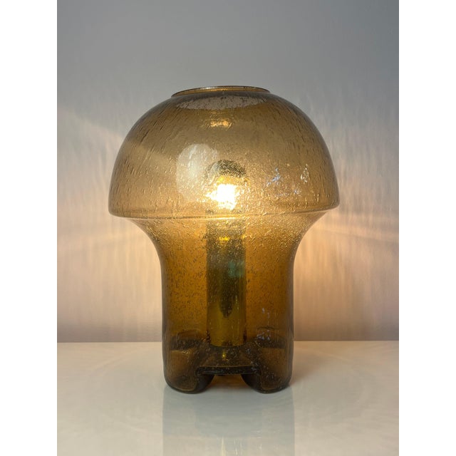 Brown Mushroom Lamp with Glass Inclusion from Süssmuth Leuchten, 1970s For Sale - Image 11 of 11