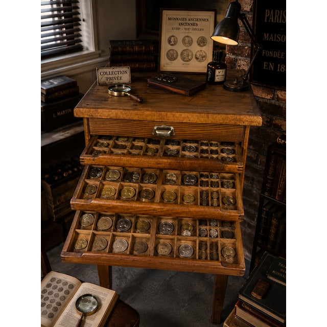 Wood French Printers Cabinet with 7 Drawers, 19th Century For Sale - Image 7 of 8