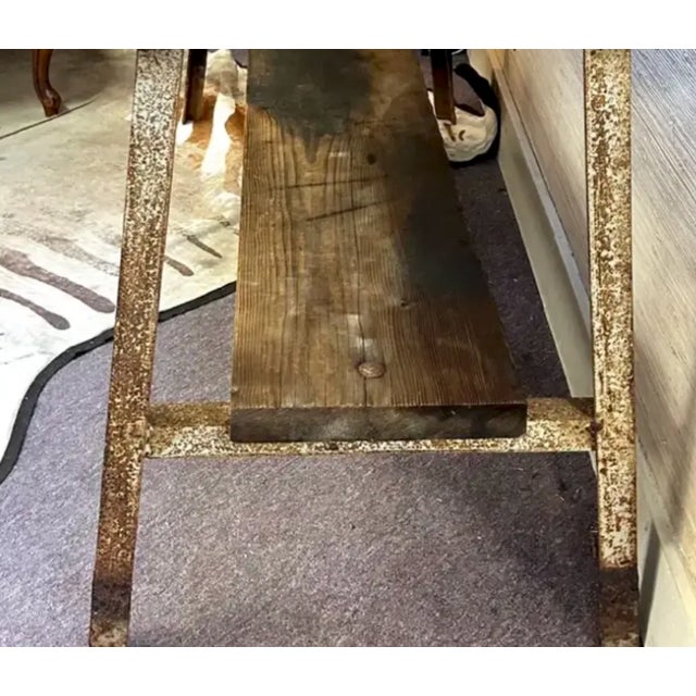 Early Iron and Wood Industrial Table - Use as Kitchen Island or Console Table For Sale In New York - Image 6 of 9